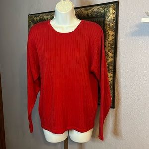 Maurice’s red cable knit crewneck sweater - elevated wardrobe basic Sz L